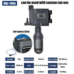 Aquarium Submersible Water Pump Hang On Powerhead Oxygen Adjust 8w 500L/h Suit For Sunsun Cuv Uvc Lamp Y200922