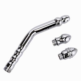 Newest Aluminium alloy Anal Plug Sex Toy Shower Enema Water Nozzle Metal 3 style Head Enema Vagina Anus Cleaning Kit/Faucet