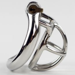 Super Small Male Chastity Cage Stainless Steel Chastity Belt Penis Lock with 4 size Arc Base Ring Sex Toy For Men