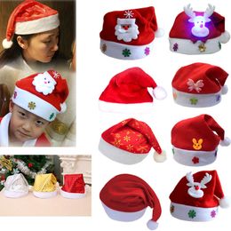 Christmas Decorations LED Christmas Hat Christmas Decorations Ordinary Luminous Cartoon Christmas Hat Santa Claus Adult and Child Xmas hat XD23876