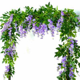 High Quality Artificial Flower String Ivy Simulated Wisteria Garland Wedding Arch Decoration Rattan Home Garden Hanging 10 PCS