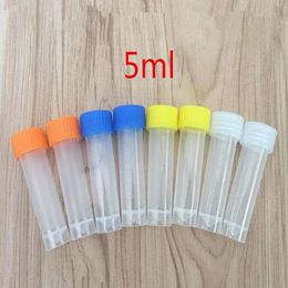500pcs 5ml PlasticTest Tubes Vial Screw Seal Cap Pack Container with Silicone Gasket