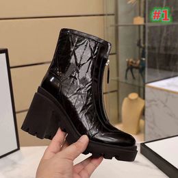 2020 high quality Woman's Leather shoes ankle boots Martin boots factory direct female rough heel round head Boots Heel height 9.5cm size35