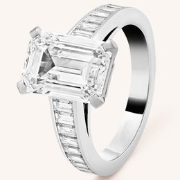 -18K AU750 Ring aus Weißgold Frauen Hochzeitstag Engagement Party Ring Rechteck Smaragd Moissanite Diamant-elegante modischen