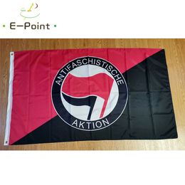 Flag Anti Fascist Action Red Black 3*5ft (90cm*150cm) Polyester flag Banner decoration flying home & garden flag Festive gifts