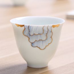 Hand-painted gold-painted tea cup with saucer household ceramic small teacup single pinming tea master cup