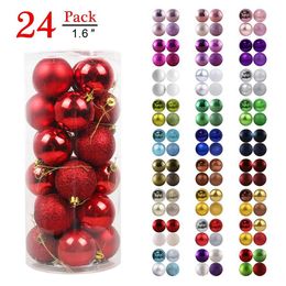 24PCS/SET 2021 Christmas Tree Ornament Colourful Christmas Ball Xmas Tree Decorations For Home Party Hotel Shop Window Wedding Decorations