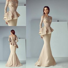 Prom Dresses FormaL Party Gowns Long Sleeves Bridesmaid Lace Appliques V Neck Satin Tulle Sweep Train Evening robes de soirée