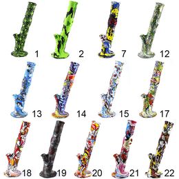 Hookahs 14inch Silicone Bong Dab Rig tube water bongs pipe Camouflage Colourful With