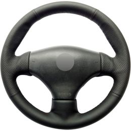 Black PU Faux Leather DIY Hand-stitched Car Steering Wheel Cover for Peugeot 206 1998-2005 206 SW 2003-2005 206 CC 2004 2005