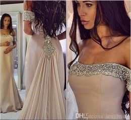 Sexy Dusty Mermaid Prom Dresses Beaded Crystal Sequins Shiny Long Strapless Formal Evening Gowns Sweep Train Formal Event Dress Custom Made