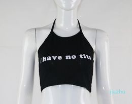 hot sexy bra women UK - Hot Sale Summer Sexy Women Camis Cropped Clothes Bra Crop Top Crop Feminino Funny Letter I Have No Tits Strapless Tops 100% Cotton