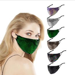 Bling Sequins Face Masks Summer Dustproof Breathable Mask Washable Reusable Adult Mask European American Popular Design Mouth Cover LSK1381