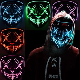 -Iluminación novedosa Halloween LED LED brillante iluminación de la máscara Party Cosplay Máscaras Máscaras de la elección de purga Grandes máscaras divertidas Festival Festival resplandor en la oscuridad (en stock)