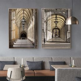 church poster UK - Church Architectural Style Poster Retro Wall Art Picture Prints Canvas Painting Nordic Decoration Home Living Room Decor