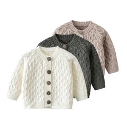 INS Baby Sweaters Single Breasted Infant Cardigan Long Sleeve Newborn Knitted Sweater Fashion Coat Boutique Baby Clothing 3 Colors DW5793