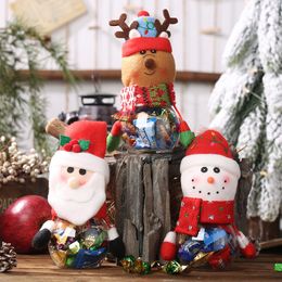 New Christmas Decorations Creative Hanging Hand Candy Can Children Gift Box Old Man Snowman Storage Can Wholesale Europe And America