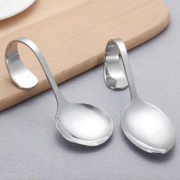 Hotel and Restaurant Use Stainless Steel Canape Serving Spoon, Shiny Polish Stainless Steel Sea Food Serving Spoon with Bendy Handle LX2700