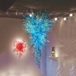 Nordic Style Hand Blown Glass Aqua Teal LED Hanging Lights Murano Chandelier Lighting Decoration Pendant Light