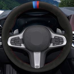 Steering Wheel car Black Cover DIY mão-costurado Suede Para BMW M Sport G30 G31 G32 G20 G21 G14 X3 G15 G16 G01 G02 X4 X5 G05