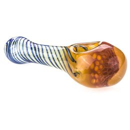 Cool Colorful Pyrex Thick Glass Smoking Tube Handpipe Portable Handmade Swirl Strips Dry Herb Tobacco Oil Rigs Bong Pipes DHL Free