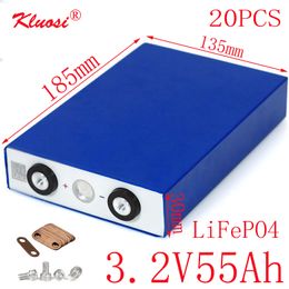 KLUOSI NEW 20PCS 3.2V55Ah LiFePO4 Battery 20S 60V Pack FOR Energy Storage EV Marine RV Golf US/EU TAX FREE