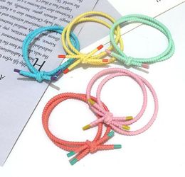 New style hot-selling Korean hair accessories two-line in one handmade black Colour knotted hair tie rope silver iron buckle rubber band