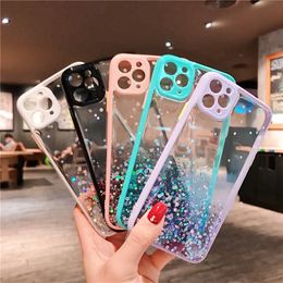 Case For iPhone 11 Pro Max Glitter Foil Powder Transparent Phone Cases Soft Silicone Candy Colour Cover For iphone XS Max 8 Plus