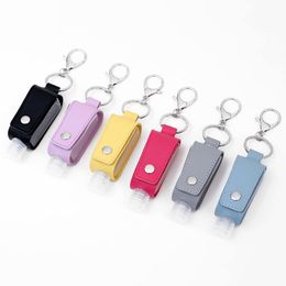30ML Hand Sanitizer Holder Keychain PU Leather with Clip and Bottle Sanitizer Cover Bag Gel Holders for Children BWE1820