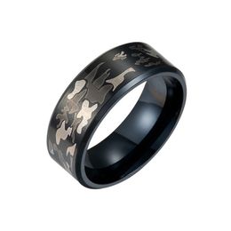 2021 New Fashion Camouflage Rings Stainless Steel Finger Ring Black Men Rings Jewellery Size 6-13 Ring Gift