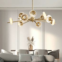 Nordic light luxury copper chandelier creative personality lamps living room lamp villa bedroom lamp restaurant glass for chandeliers