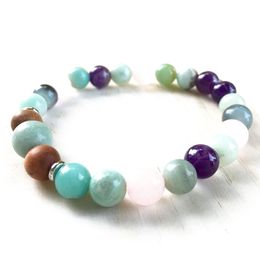 MG0850 New Design Mix Gemstone Bracelet Natural Quartz Crystal Energy Mala Bracelet Tibetan Balance Protection Bracelet