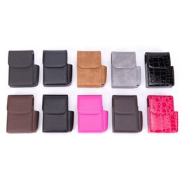 Cool Built-in Stainless Steel Colourful PU Leather Skin Portable Cigarette Stash Case Lighter Shell Container Box Holder Smoking Tool