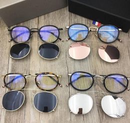 New 710 Eyeglasses Frame Men Clip on Sunglasses Frames With Polarised Lens Brown e710 Optical Glasses with origi box