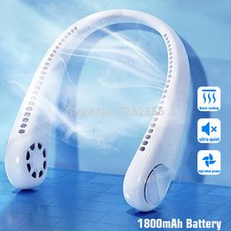 Freeshipping USB Portable Neck Fan With Recharge Battery Ultra quiet Wearable Electric Fan handheld Air Cooler Conditioner for Room