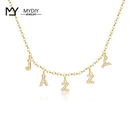 925silver English Crystal Choker for Women Stone Chain Zirconia Necklaces Women Personalized Necklace with Names Initial Letters