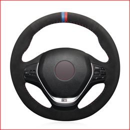 Black Suede Hand Sew Blue Red Marker Steering Wheel Cover for BMW F20 2012-2018 F45 2014-2018 F30 F31 F34 2013-2017 F32 F33 F36