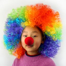 Sponge red nose Colourful explosive head wig clown dress up funny funny props party party birthday