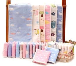 The latest 25X50CM size towel, pure cotton edging children jacquard six-layer gauze baby face towels, many styles to choose from