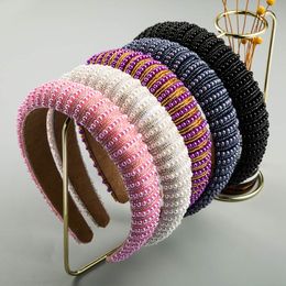 New Arrival Beautiful Beady Headband Covered Alternate Artificial Pearls And Beads Fashion Women Hair Band Wholesale