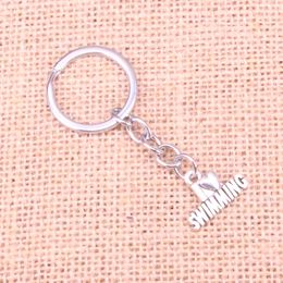 New Keychain 22*15mm i love swimming Pendants DIY Men Car Key Chain Ring Holder Keyring Souvenir Jewellery Gift
