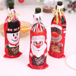 Christmas Wine Bottle Cover Bags Xmas Red Wine Covers Santa Snowman Elk Dinner Party Table Decorations JK2008PH