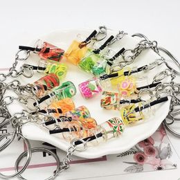 New Cheap Summer Drink Bottle Key Chains Lovely Colourful Fruit Tea Key Rings Lady Gifts WB2566