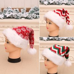 Knitted Striped Christmas Wool Cap Adult Christmas Wool Cap Party Christmas Decoration Gift Furry Ball Cap T3I51021