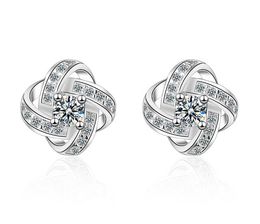 Fashion Lady 925 Silver Plated Ear Stud Zircon Crystal Rhinestone Earring Clovers zircon earrings For Women Jewelry Epacket