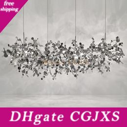 Terzani Argent Chandelier Lighting Hand Made Stainless Steel Leaf Chandelier lamp Villa Suspenion Lighting Hanging Lights Terzani Argent Chandelier Lighting Hand Made Stainless Steel Leaf Chandelier lamp Villa Suspenion Lighting Hanging Lights
