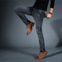 Mens Jeans 2021 Cholyl Men Midweigth Stretch Spandex Denim Slim Fit Pants for Business Jean Blue and Black Colours