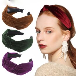 Velvet Wide Elasticity Hairband Knotted Headband Bezel Turban Women Vintage Girls Hair Accessories Headdress Head Hoop
