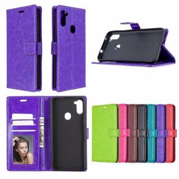 Crazy horse wallet leather flip phone ID card stand Case for Samsung A21 A31 A11 A41 A81 A91 A01 A51 A71 S20 PLUS S20 Ultra