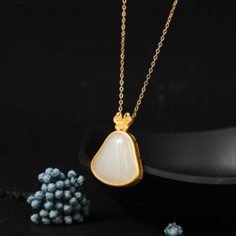 Hot Sale 2020Diamond-transport beads natural Jade A cargo chalcedony Nanhong agate road pass pendant women's silver necklace